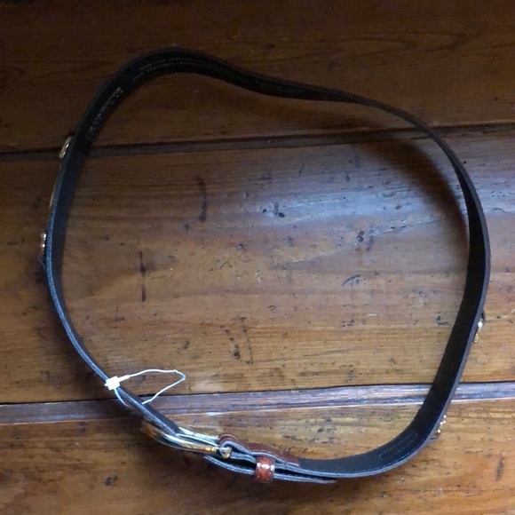 Vtg LIZ CLAIBORNE Size Medium Brown Belt CROCODILE embossed Gold Logo Academia - Picture 6 of 8